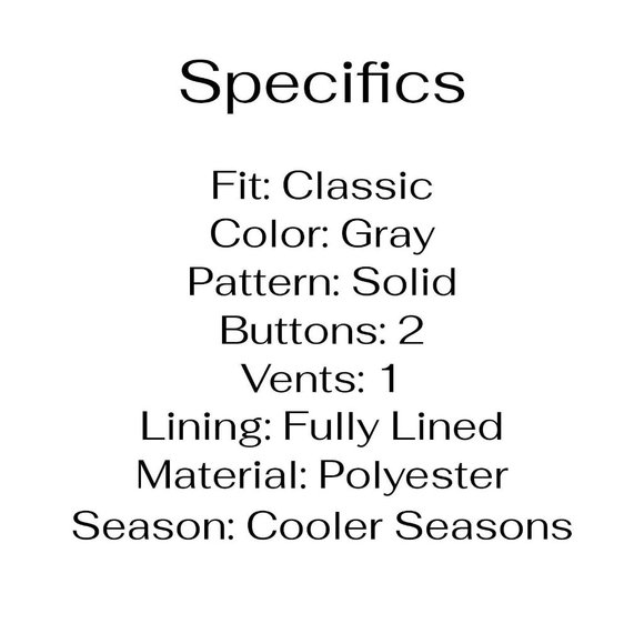 Mark & Spencer 38L Gray Solid 2-Button Sport Coat Blazer Jacket B488 - Picture 4 of 11